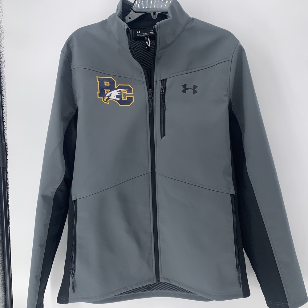 Under Armour Jacket Mens Large Gray Cold Gear Infrared Soft Shell Full Zip Logo